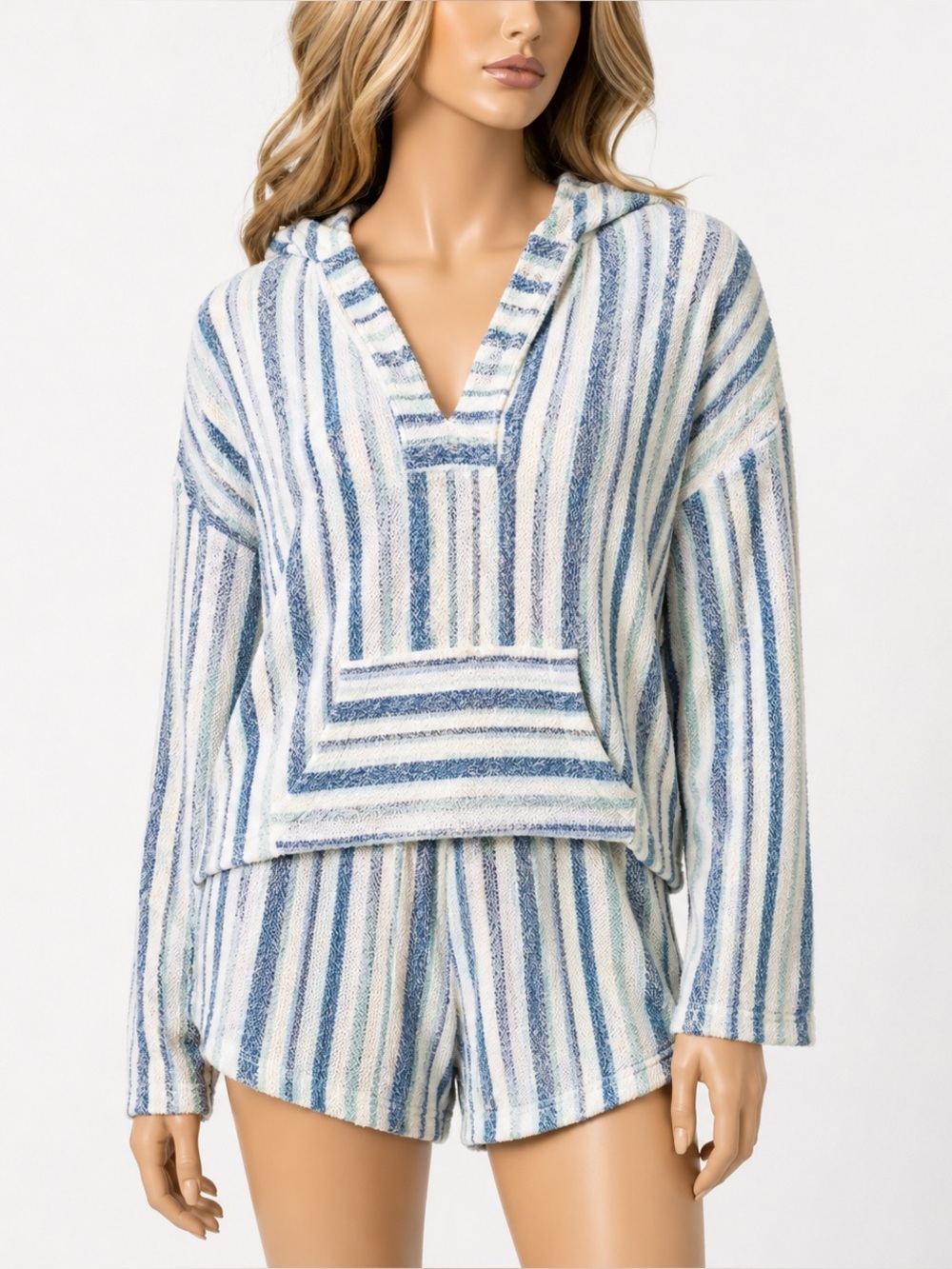Roxy Striped Baja Hoodie with Matching Shorts
